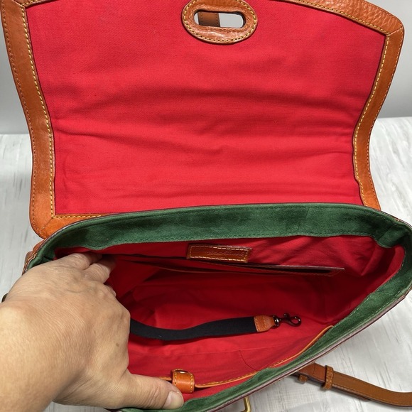 Dooney & Bourke Florentine Flap Tab Satchel Medium Ginger Italian Leather - Picture 10 of 16